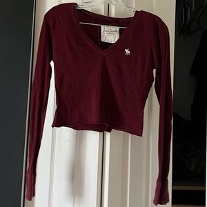 5 for $50 Vintage DEADSTOCK Abercrombie Moose Bergundy Cropped Long Sleeve